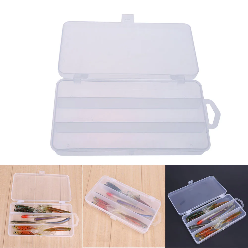 

3 Multifunction Transparent Plastic Hook Storage Case Compartments Single Layer Fly Fishing Lure Tackle Box Fishing Supplies