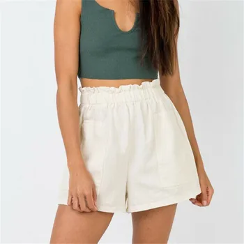 

Fashion Women Summer High Waist Linen Shorts Hot Casual Pocket Shorts Trousers Maxi Bottoms Hot