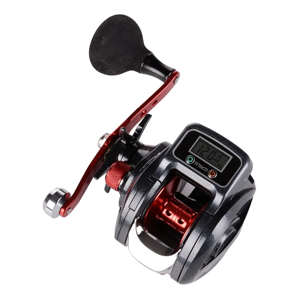 Baitcasting الصيد بكرة مع خط مكافحة 16 + 1 المحامل Baitcaster بكرة مع شاشة ديجيتال الصيد