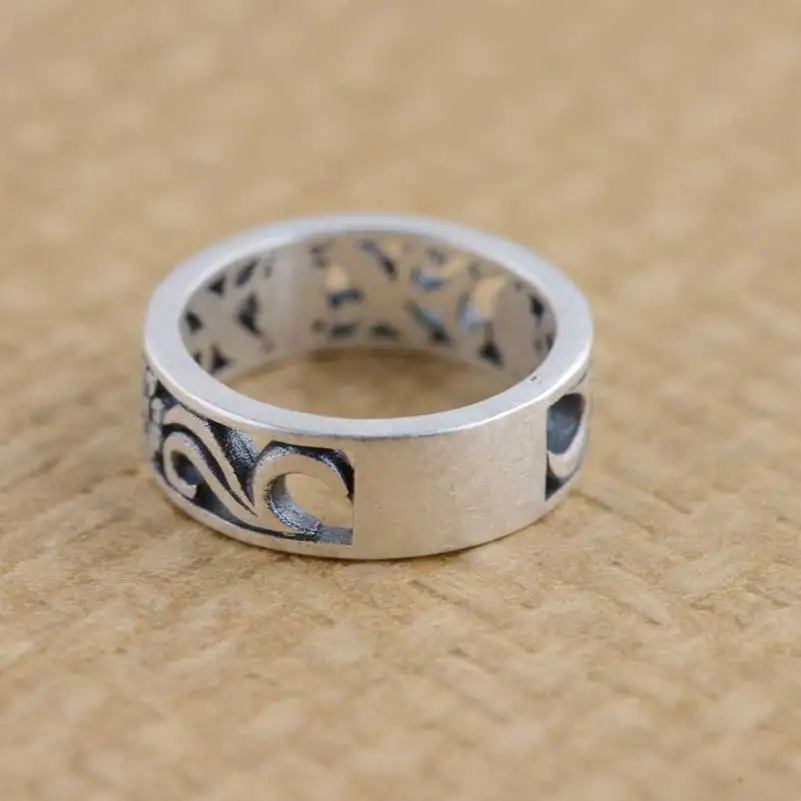 FNJ 925 Серебряное кольцо в виде цветка, новая мода, настоящее S990 Стерлинговое тайское серебро, кольца для мужчин, ювелирные изделия, США Размер 8-10