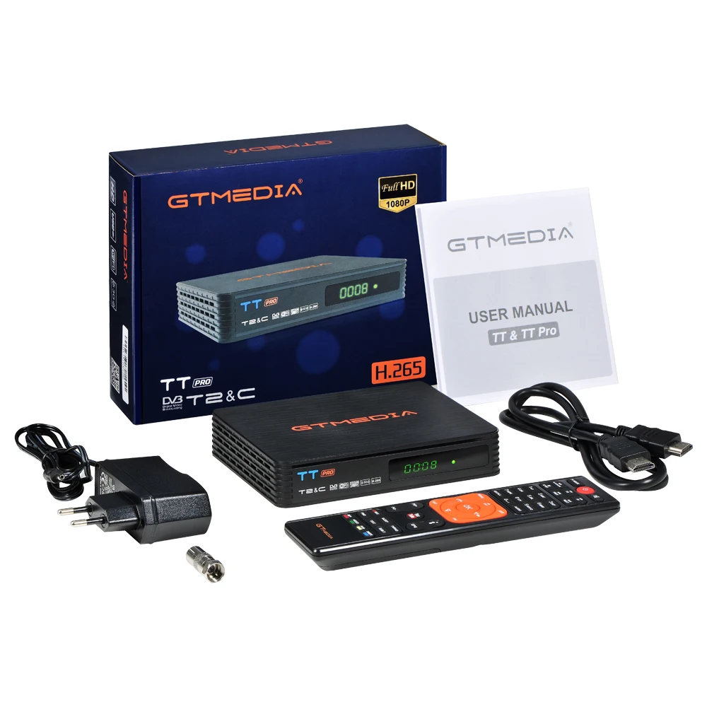 GT медиа TT Pro DVB-T2/DVB кабельный декодер формата HD Receptor de tv Terrestre con Antena WiFi, H.264/H.265 HEVC/MPEG2/MPEG4 ccamYoutube