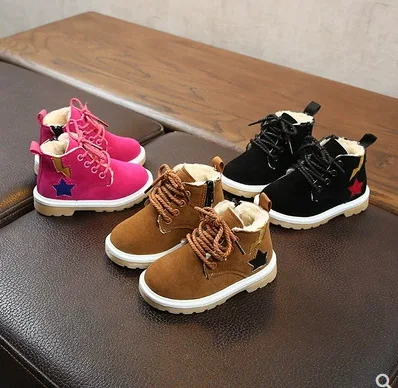 

2019 NEW Children's Boys Girls Winter Fur Boots Kids Non-slip Warm Snow Boots Wool Students Sports Shoes Brown Black Brown