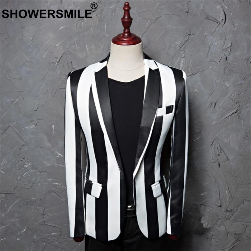SHOWERSMILE Mens Fashion Print Blazer Male Singer Jacket Casual Slim Fit Plus Size 5XL British Design Mens Stage Suit Jackets