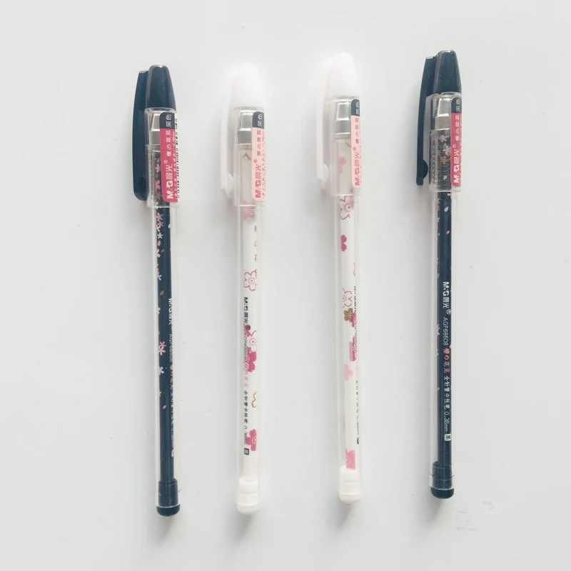 

2pcs/lot 0.38mm Black Ink Romantic Sakura Gel Pen Rollerball Pen School Office Supply Student Stationery