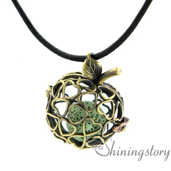 

apple heart openwork essential oil diffuser necklace diffuser locket wholesale diffuser necklaces aromatherapy necklaces lava
