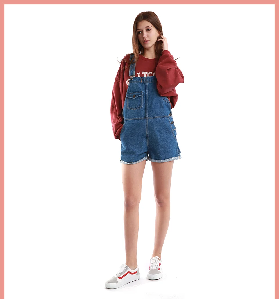 Для женщин деним Dungaree короткие 100% хлопок синий женский леди джинсы для, повседневное