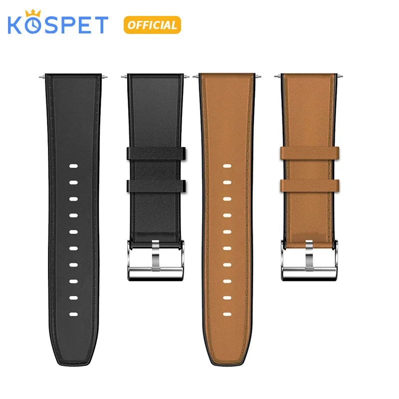 

KOSPET Head layer cowhide Silicon Stainless wtach strap 24mm smartwatch band strap For KOSPET Smartwatch Phone
