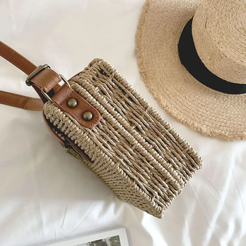 Women Shoulder Bags Casual Straw Candy Color Square Beach Bag Small Single-Shoulder Bags Fashion Designer Handbag Bolsasd SS0289 (8)