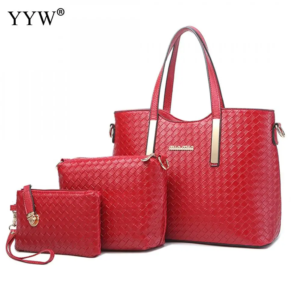 

Brand Fashion Bag Set Female Top Handle Bag Red Plaid Women Handbags Blue Shoulder Bag and Clutch Bag Zipper Casual Tote Bags
