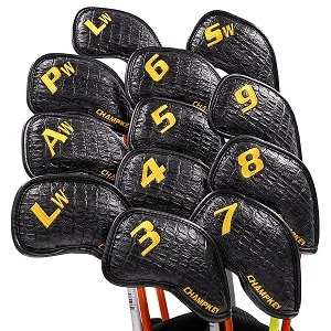 Snake black short CHAMPKEY дизайн Гольф Железный головной убор 12 шт./компл. Премиум полиуретан плюс материал памяти Клубные чехлы - Цвет: Snake black short