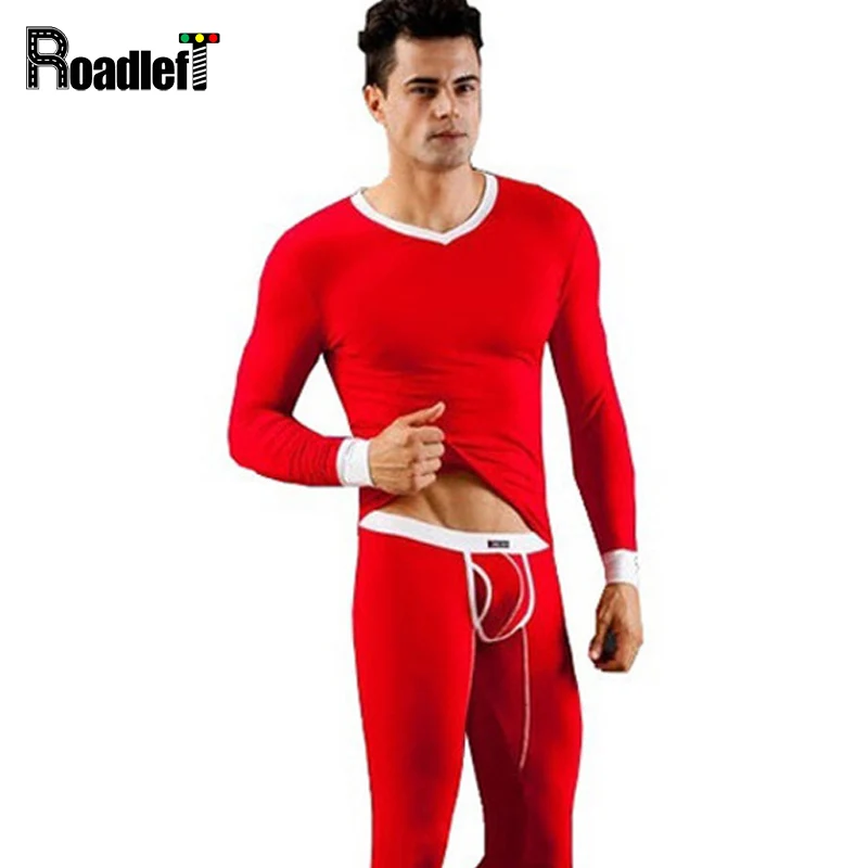 Moda Para Hombre Sexy Calzoncillos Largos Modal Con Cuello En V Top Y Bottom Pantalones Calientes Delgados Hombres ropa de Dormir Conjunto de Ropa Interior Térmica Comodidad _ - AliExpress Mobile