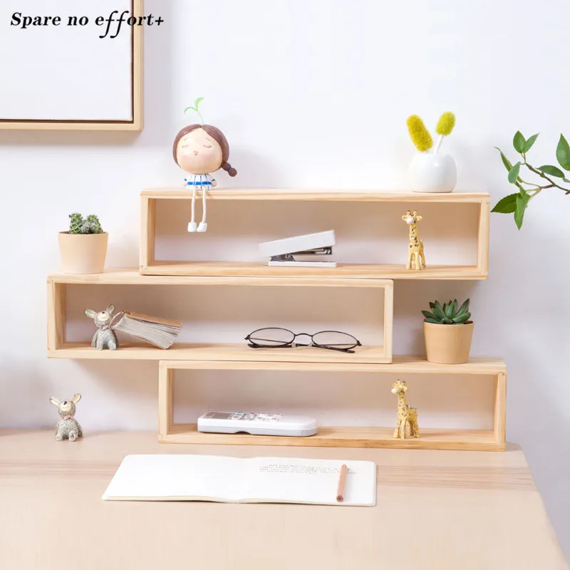 

Multi-Layer Storage Rack Display Box Multifunction Wood Sundries Shelves Wooden Storage Organizer Craft Flower Pot Decor Shelf