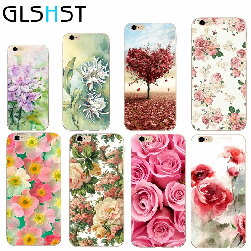 

Glshst ular flower mobile phone shell soft TPU for iPhone 7 6 6S selenium 5S 5 SE back cell phone protection case