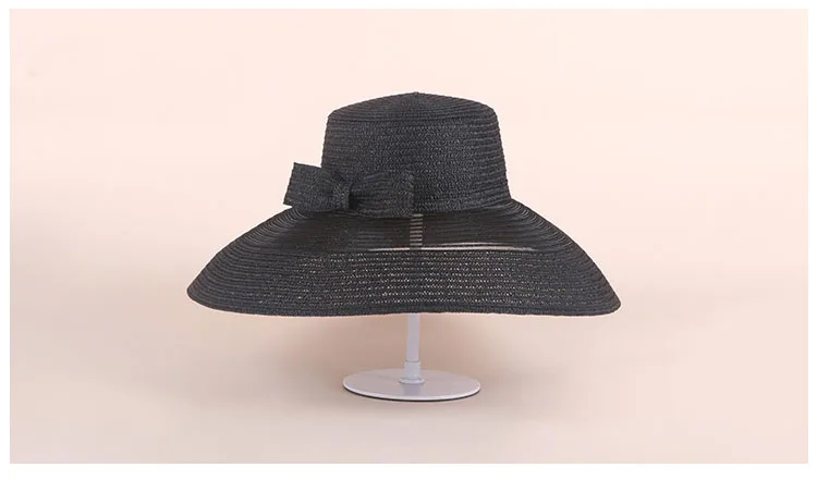 FS черная небесно-голубая Летняя женская Солнцезащитная шляпа с большими широкими полями, свадебная фетровая шляпа с бантом, винтажная соломенная шляпа в виде церкви Дерби