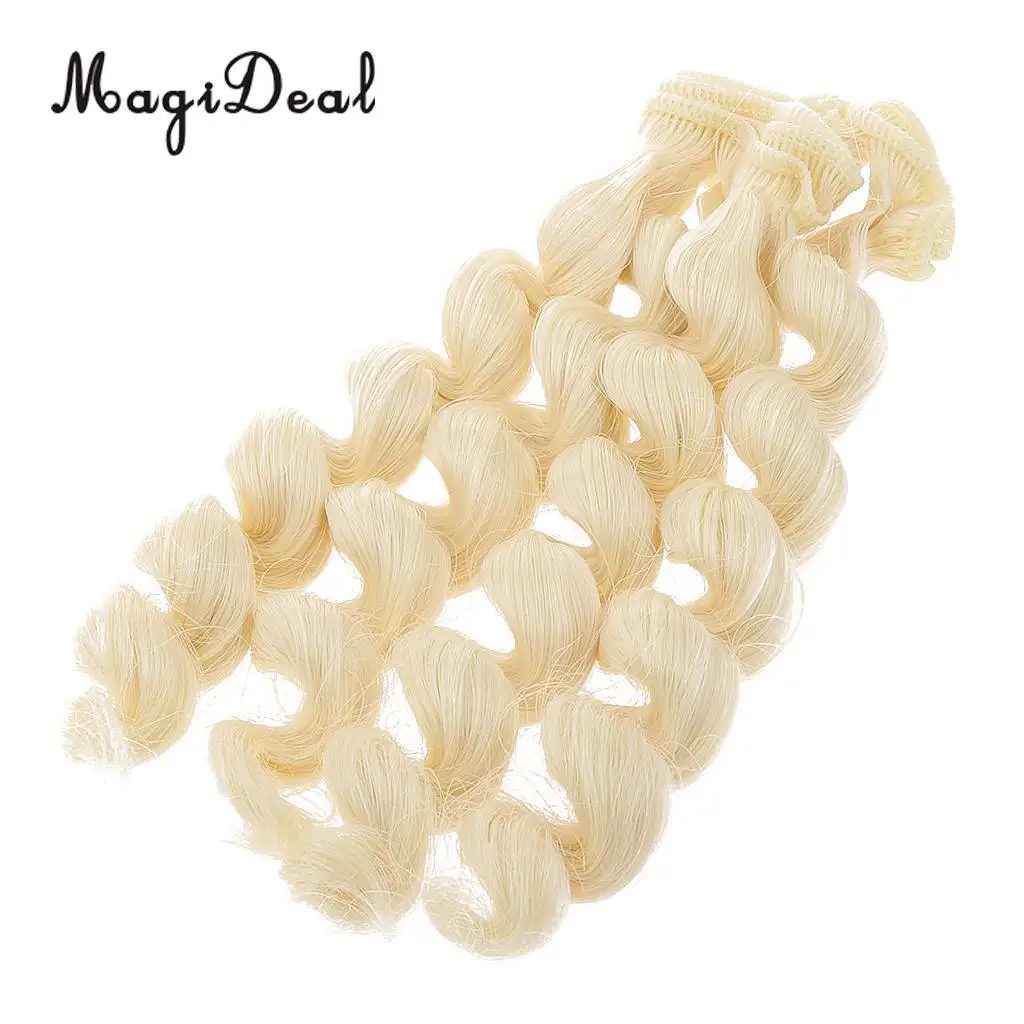 MagiDeal 1Pc 15x100cm DIY Curly Hair Wig Hairpiece for 1/3 1/4 1/6 BJD SD Dolls Model Party Girls Best Birthday Gift 12Colors