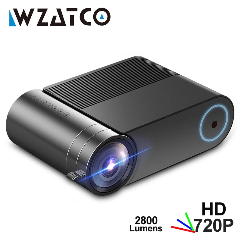 WZATCO мини-проектор Y2 Android 7 1 2800 люмен 1280x720 P Портативный светодиодный hd-проектор