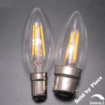 

Small/Large European Bayonet Cap BC B15/B22 C35 Torpedo Shape 2700K 220V 240V Dimmable LED Filament Candle Light Bulb 2W 4W 6W