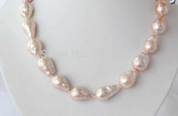 

00590 big 25mm baroque pink keshi reborn freshwater cultured pearl necklace