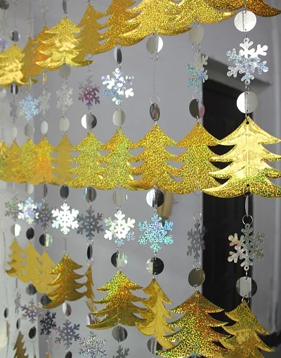 Рождественская елка праздничные украшения вечерние принадлежности снежинки шторы с блестками DIY украшения для дома - Цвет: Gold