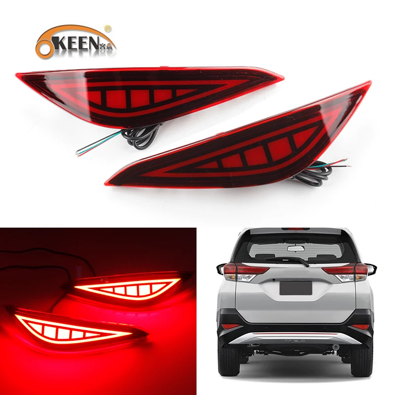 

OKEEN 2pcs Car Styling For Toyota Rush 2018 2019 LED Rear Bumper Reflector Light Running Lights Braking Light Fog Lamp 12V