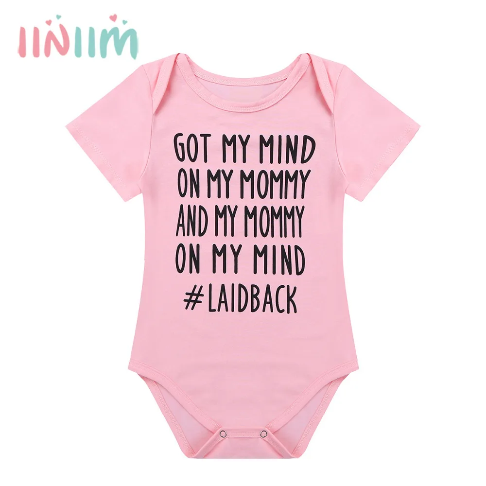 

Unisex Infant Baby Boys Girls Short Sleeves Letters Printed Got My Mind on My Mommy Romper Baby Clothing for Birthday Party Wear