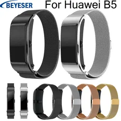 18 мм ремешок для huawei B5 ремешок из нержавеющей стали браслет watchstrap для huawei B5 часы замена Milanese loop band