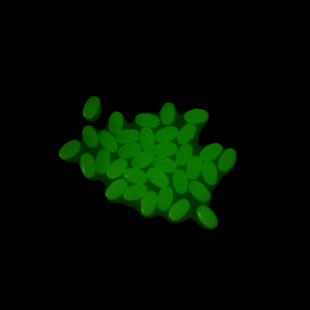

100Pcs 5mm/8mm/10mm Premium Green Large Soft Rubber Oval Luminous Fishing Beads Lumo Glow Beans Sabiki Snapper Rig