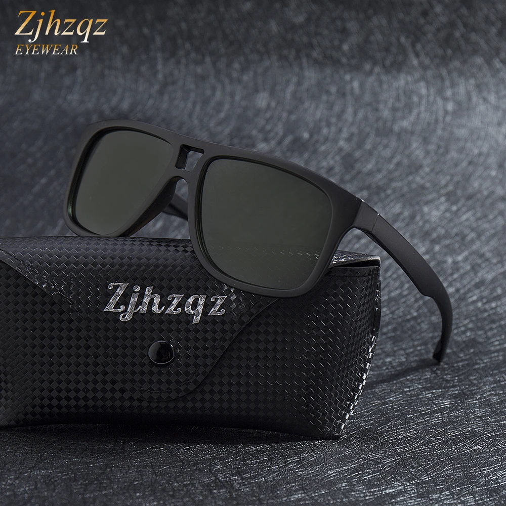 

ZJHZQZ Brand Designer Classic Polarized Sunglasses Men Driving Double Bridge Black Brown Green Lens Sun Glasses UV400 Goggles