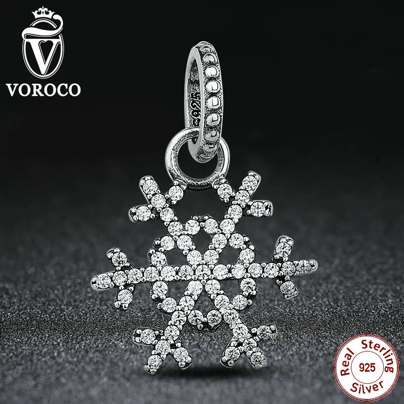 925 Sterling Silver Winter Christmas Snow Pendant Fit Original Pandora Charms Bracelet Necklace Jewelry Making Accessories