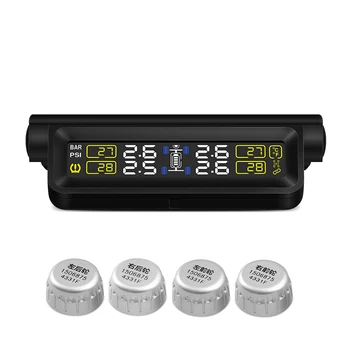 

T680-WI Car TPMS Tire Pressure Monitoring System Solar Charging 4 External Sensors Detectors Auto Alarm System Wireless Sensor
