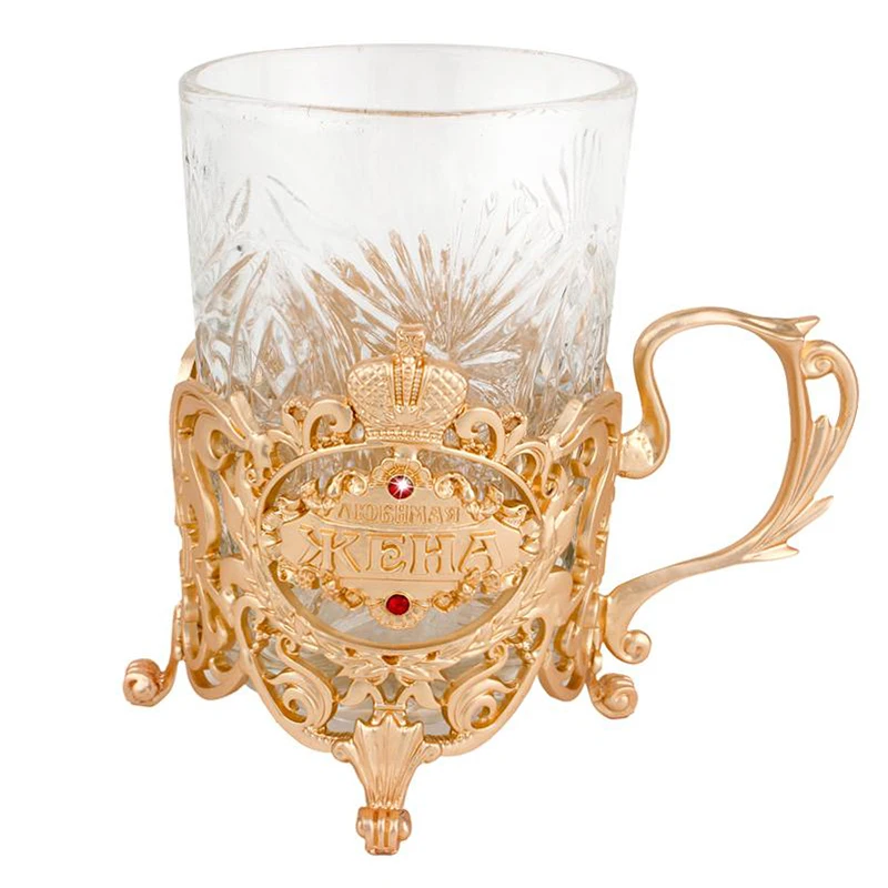 

Gold perdurable cups cup beverage coaster holder metal heat resistant tea cup and cup saucer set creative gift for wife