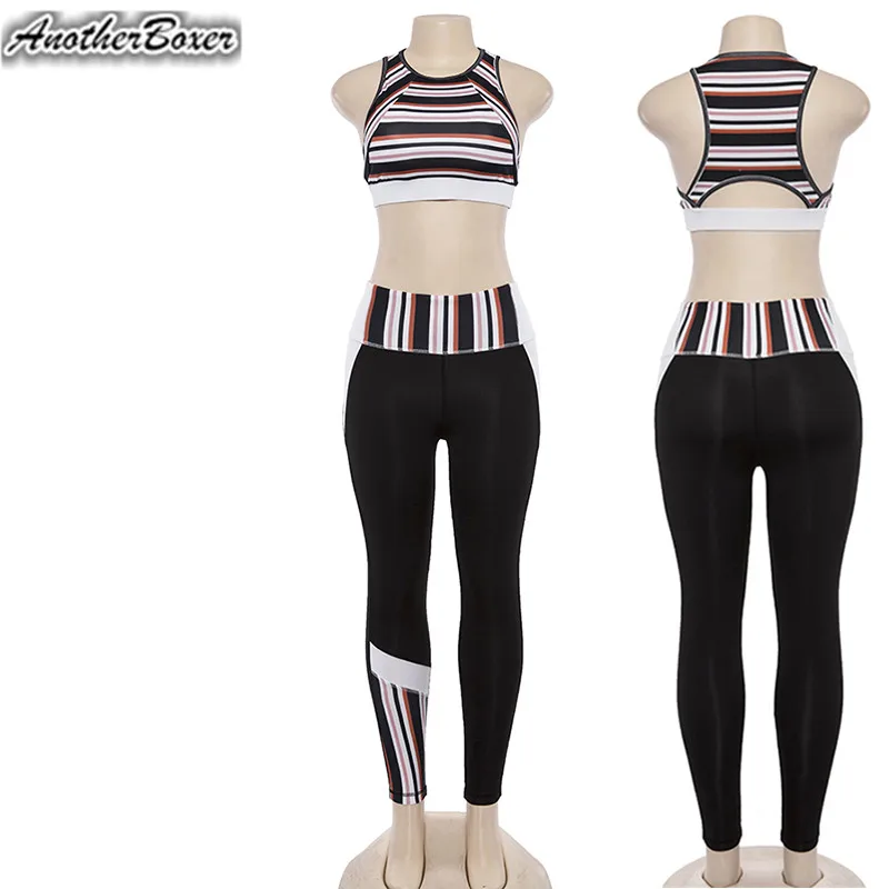 Women 2 PCS Sports Bra Pants Set Yoga Wear Set Racerback Bra and Leggings Tights