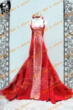 Free shipping Custom Made high qualtity sailor moon Serenity Hino Rei red dress princess cosplay costume