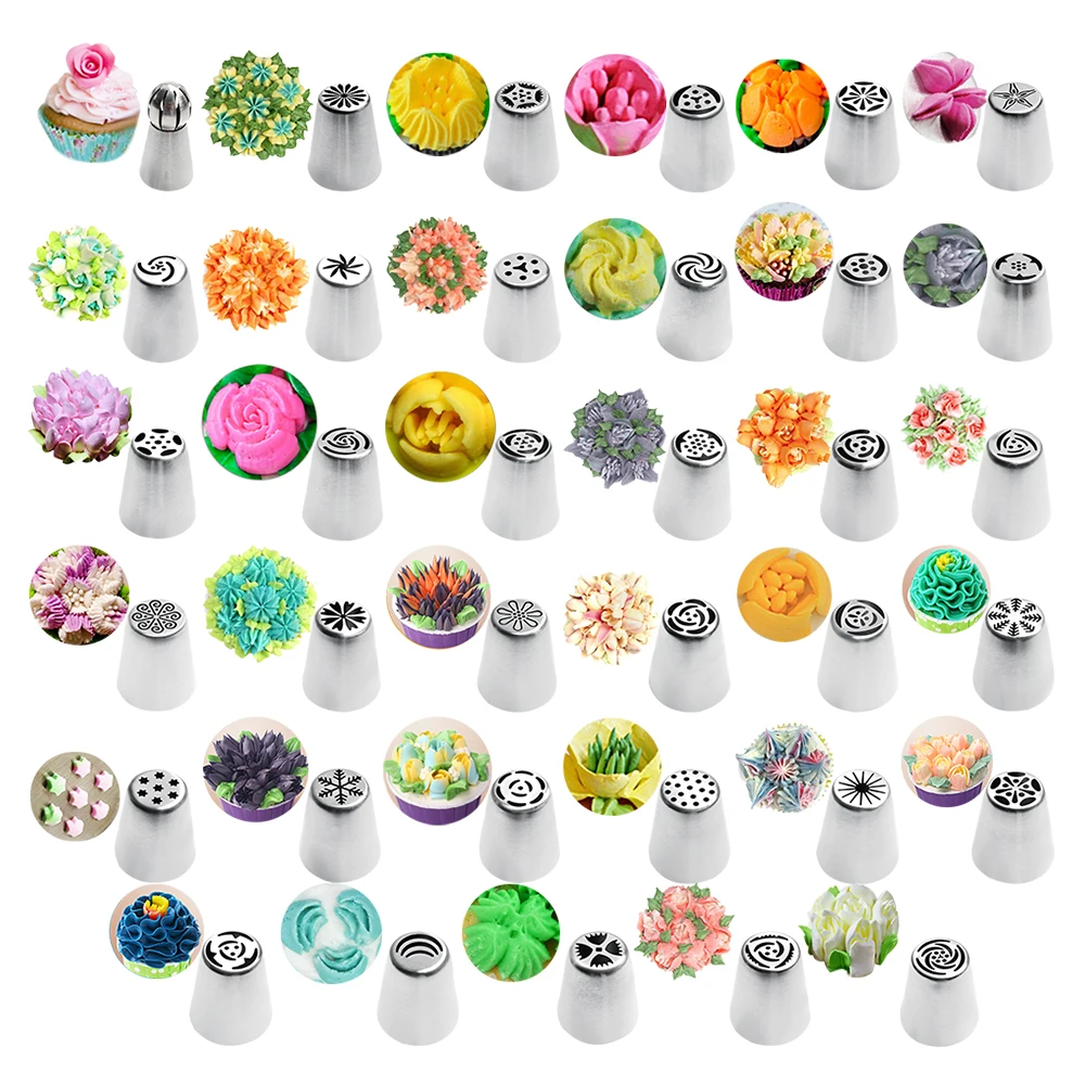 

35pc/Set Cake Icing Nozzles Russian Piping Tips Flower Cream Pastry Tips Stainless Steel Nozzles Kitchen Accessories