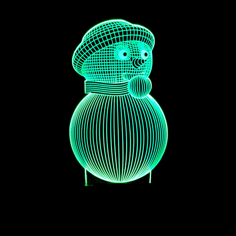 Рождественский снеговик красочный 3d светильник светодиодная иллюзионная лампа
