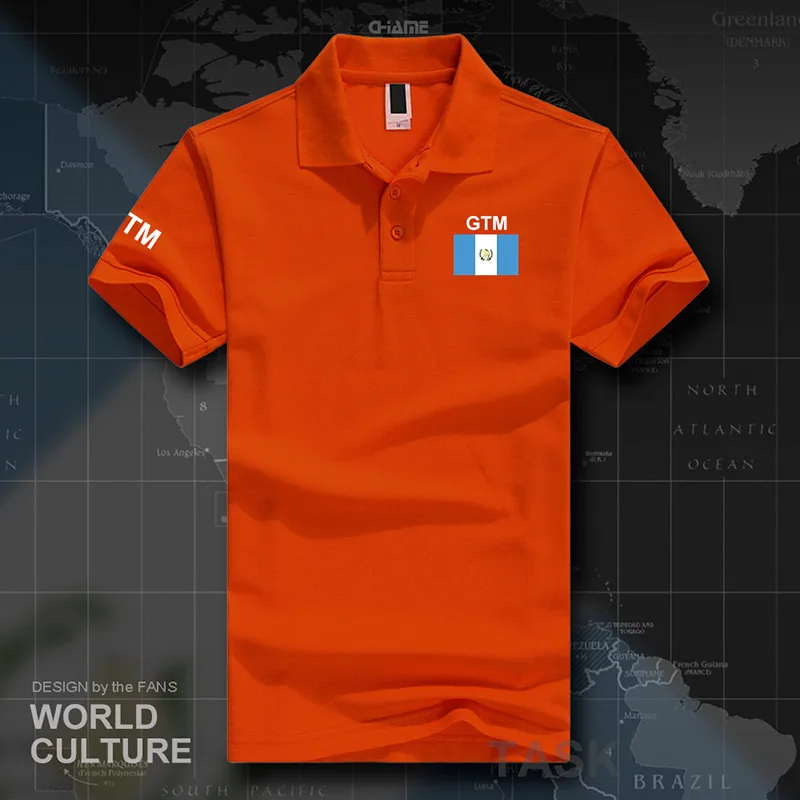 Рубашки поло для мужчин с короткими рукавами, белые, брендовые, с принтом для страны национальная команда, флаг GTM, повседневные - Цвет: polo-orange