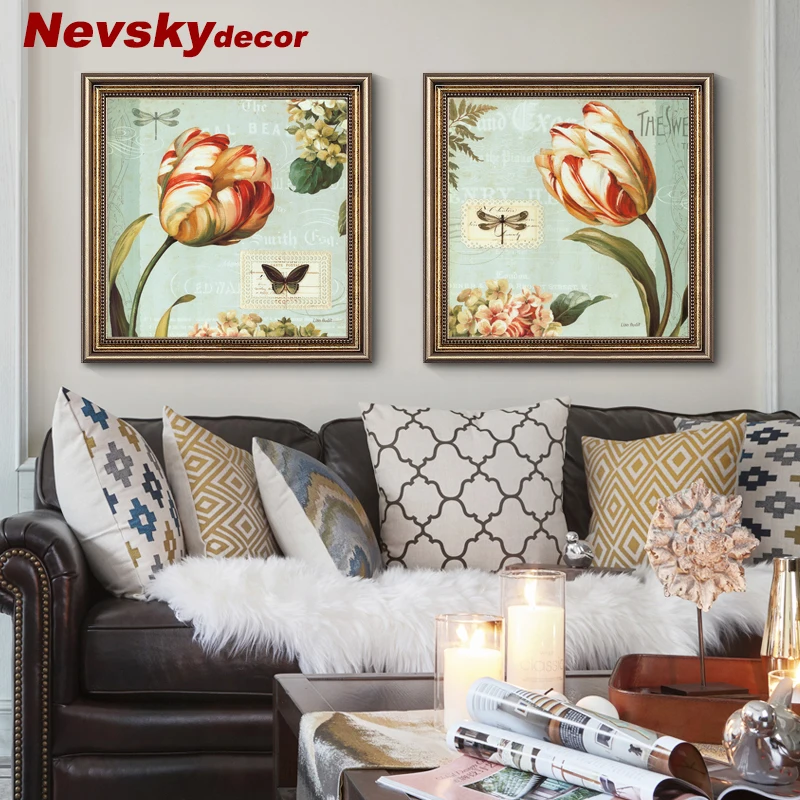 

Nevsky flower paintings on the wall art for a house with a frame for living room bedroom pastoral cuadros decoracion on canvas