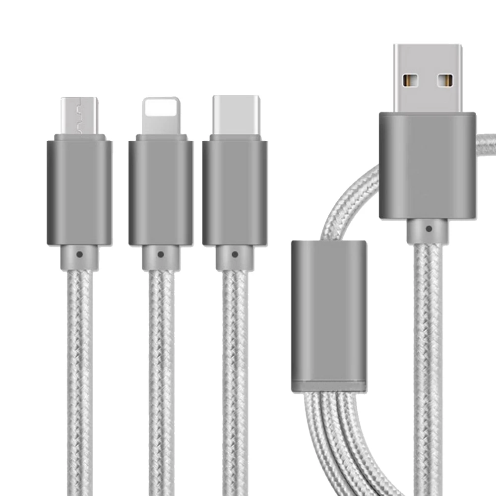 كابل بيانات 3 في 1 كابل يو اس بي للهاتف المحمول المصغّر usb نوع C كابل الشاحن ل فون كابل شحن مايكرو شاحن يو اس بي الحبل