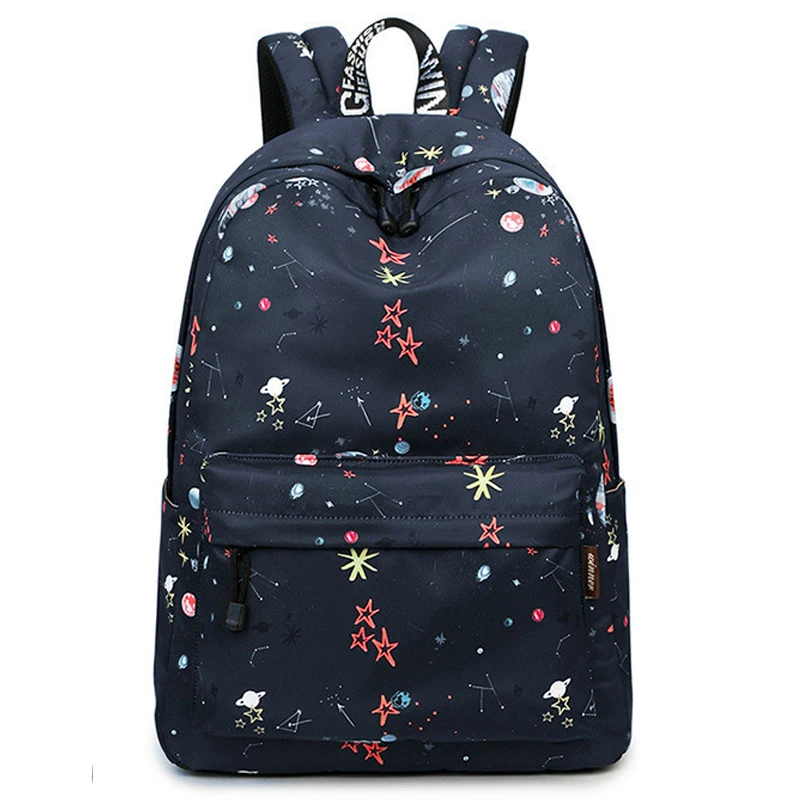 

Fashion Black Starry Graffiti Printing Bagpack Casual Lady Backpacks for Teenager Girls Lady Schoolbag 15-inch Laptop Rucksack