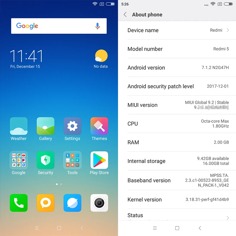 Оригинальный Xiaomi Redmi 5 Redmi5 2 Гб ОЗУ 16 ПЗУ мобильный телефон Snapdragon 450 четыре ядра 7