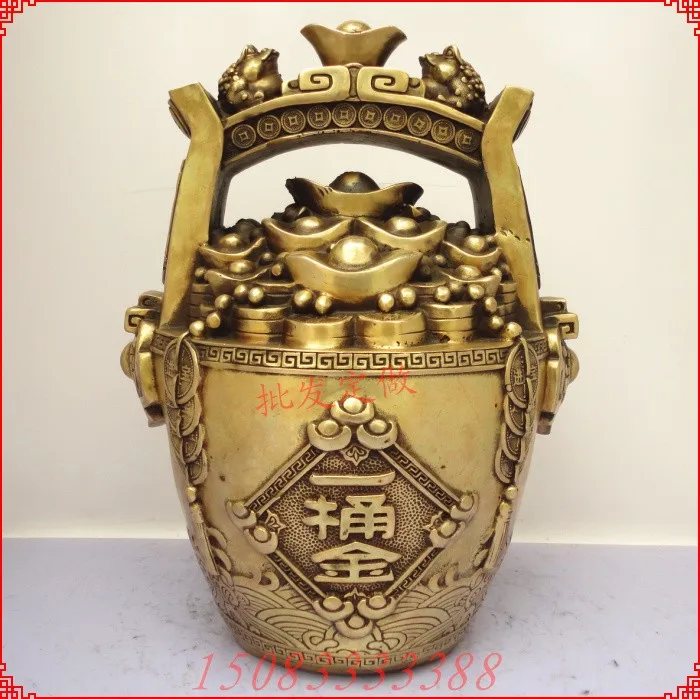 

Bronze statue copper bucket gold decoration lucky fortune Bronze ingot toad bucket gold crafts