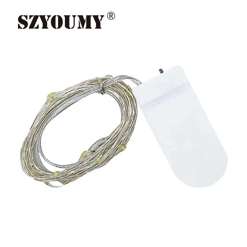 

SZYOUMY 300PCS 2M 20LED Silver Copper Wire String Light Installed Battery Wedding Party Vase Decoration Waterproof Fairy Lights