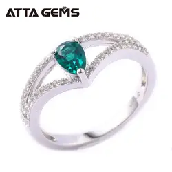 Зеленый Изумрудный стерлингового Серебряные кольца для Для женщин обручальное кольцо создания изумруд простой классический Дизайн Fine