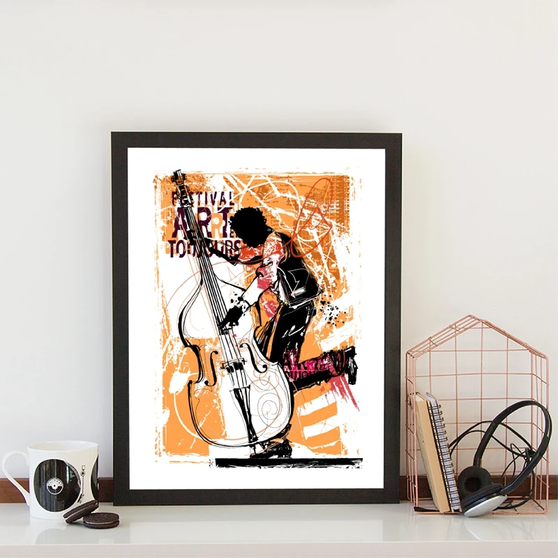 Афро-американская джазовая певица иллюстрация плакаты и принты музыка стены искусства Декор саксофон плеер холст живопись музыкальный подарок