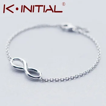 1Pcs 2016 New Lover Infinite Knot Bracelet Bangle 925 Sterling Silver Women Cuff Cross Bracelet Chain Adjustable Jewelry