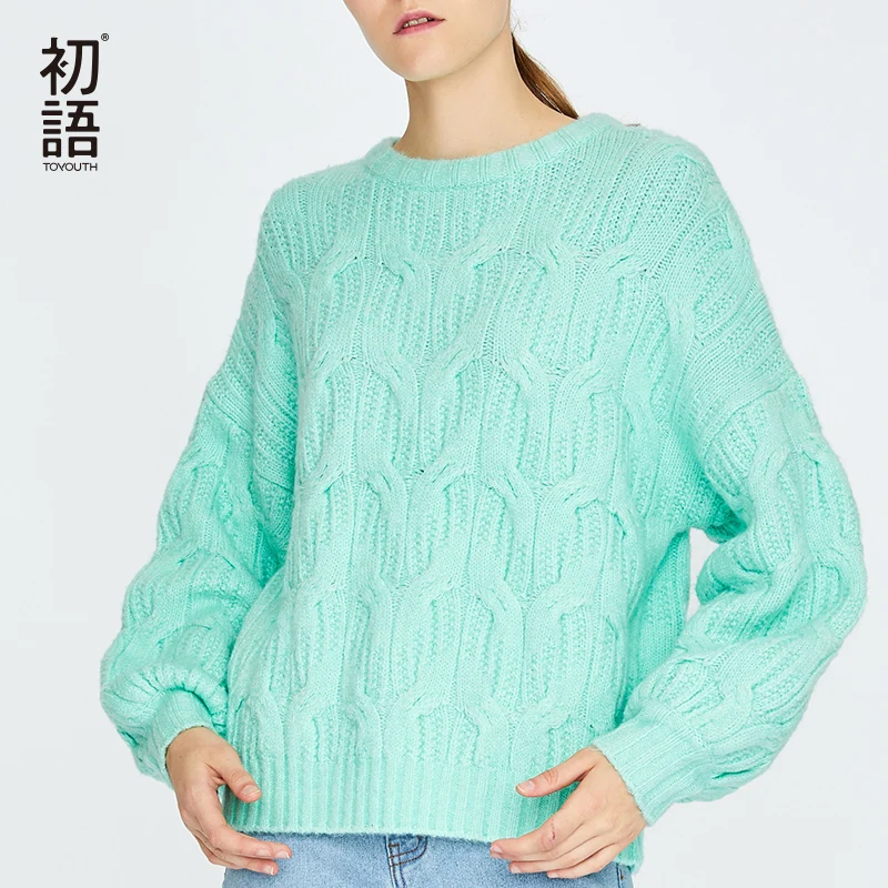 Toyouth Winter Frauen Gestrickte Pullover Lässige Warm Dicken Pullover Oansatz Lose Weibliche Tops Langarm Harajuku Pullover 2019
