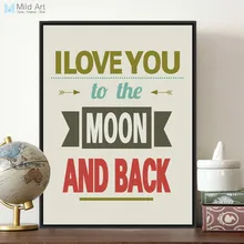 Vintage I Love You To The Moon and Back tipografía citas carteles impresiones lienzo pintura boda decoración de pared arte imagen sin marco