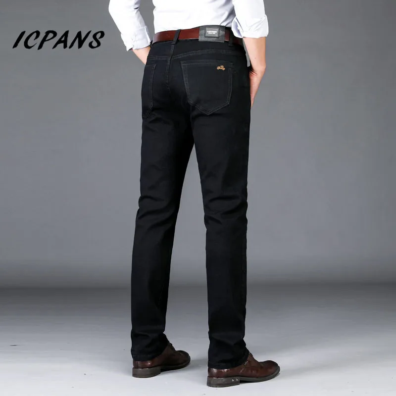 ICPANS, джинсовые мужские джинсы, Homme, стрейчевые, повседневные, классические, классические, прямые, черные джинсы для мужчин, s, брюки, джинсы, обычные,, большой размер 40, 42