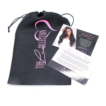 Пользовательский логотип 150 шт набор волос атласная телескопическая веревка упаковочная сумка для женщин расширение/расширение упаковочная сумка для волос инструкция по уходу