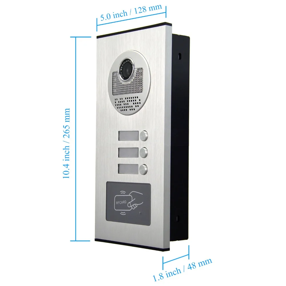 7 ''цветной видеодомофон RFID Камера видео-дверной звонок с 2/3/4 монитора видео-телефон двери 500 пользователя для multi квартиры